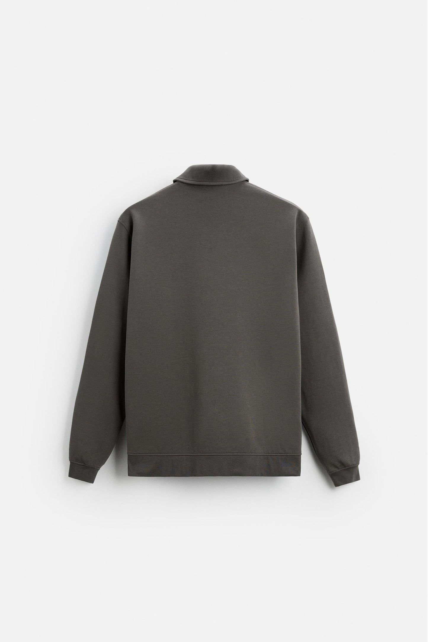 Cotton polo half zip grey