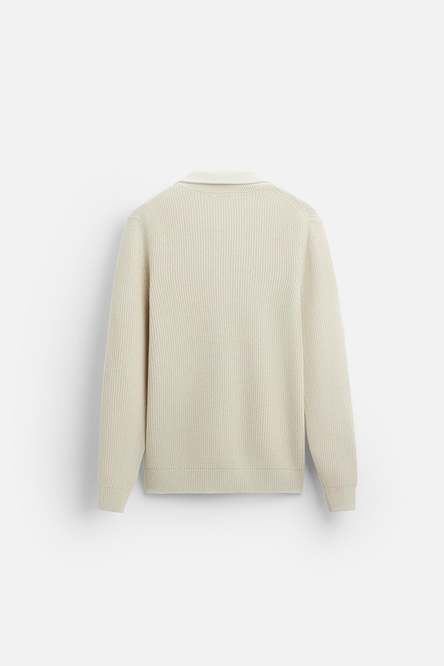 Cashwool ribbed sweater half zip white