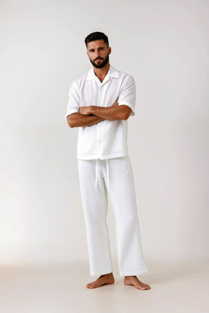 Premium linen summer set white