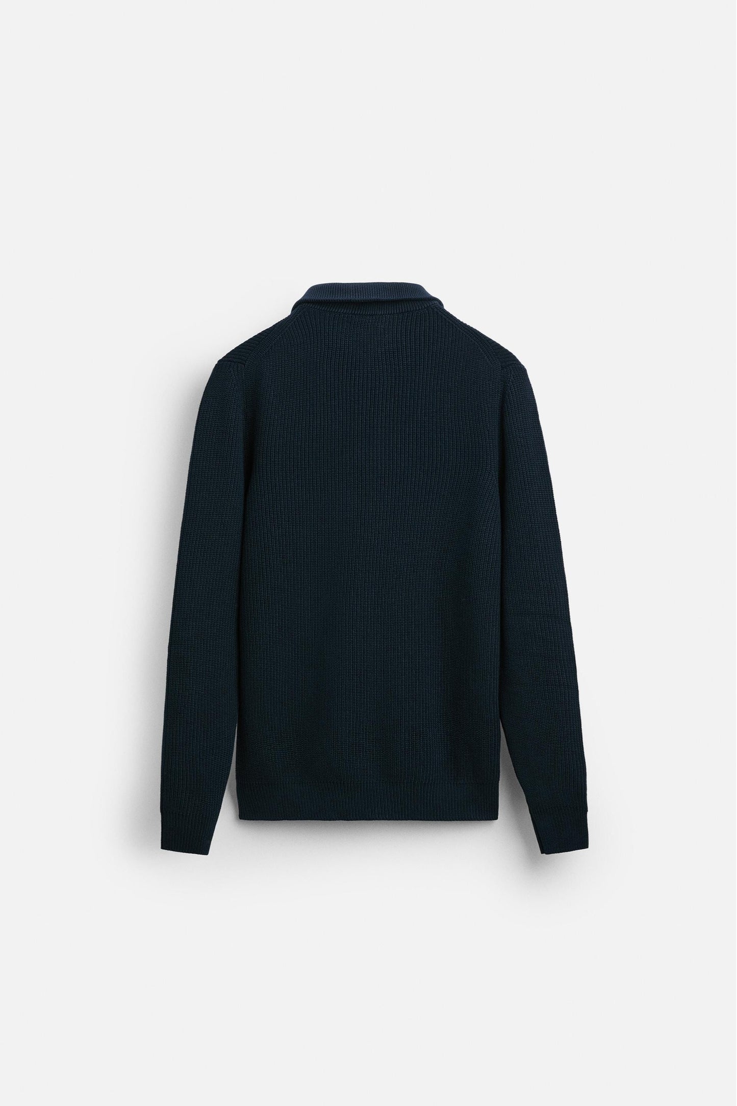 Cashwool ribbed sweater half zip navy blue
