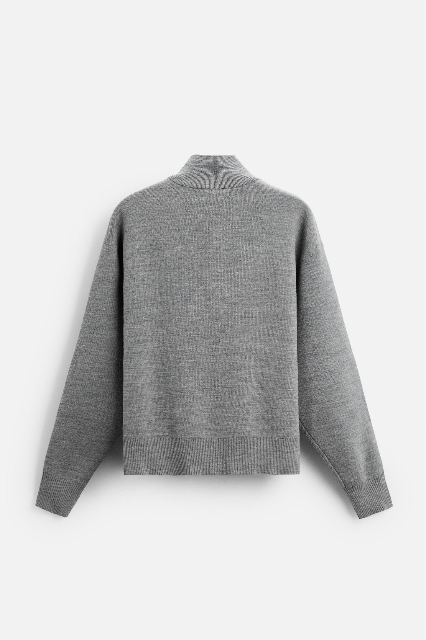 Cotton sweater with half zip gray