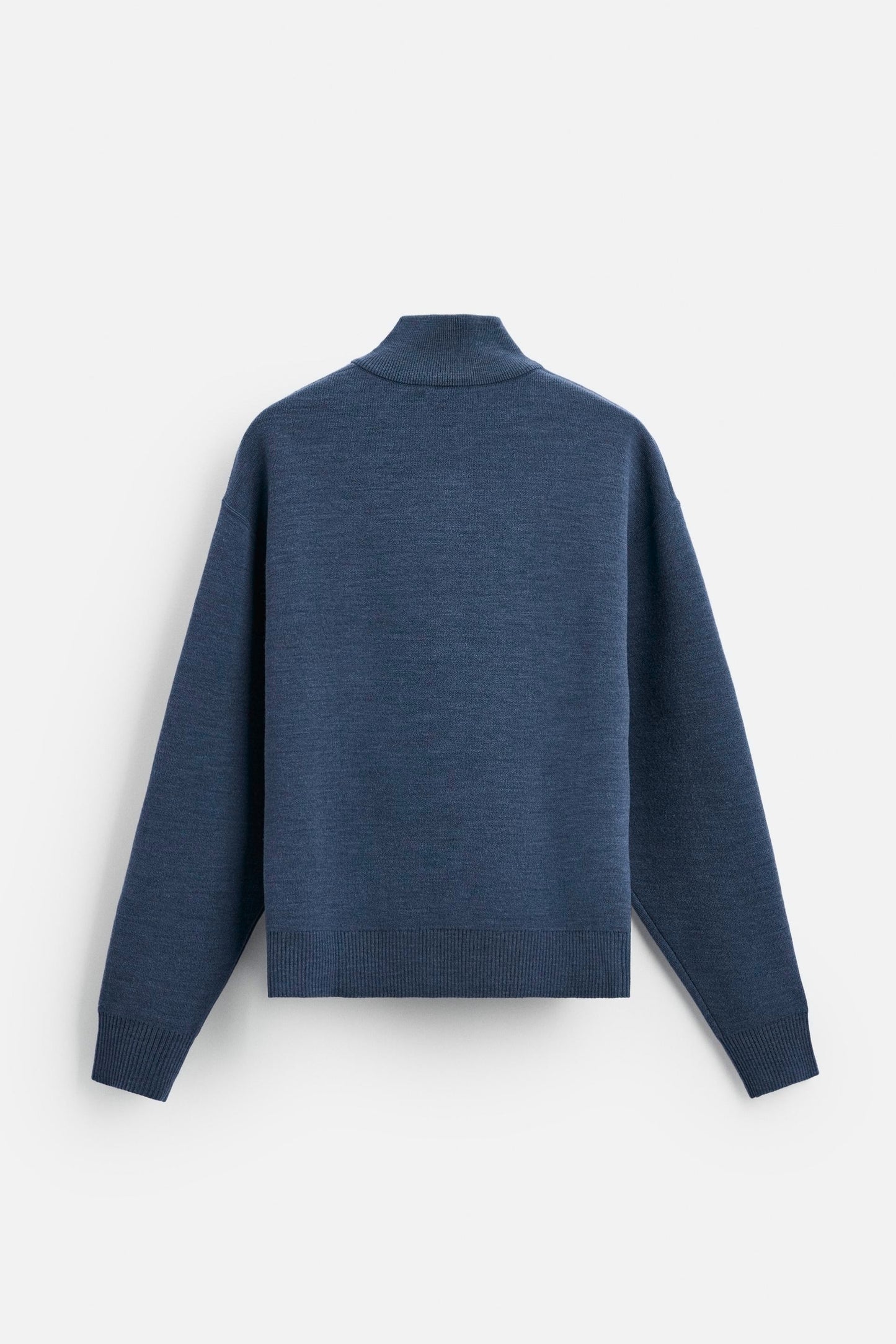 Cotton sweater with half zip blue