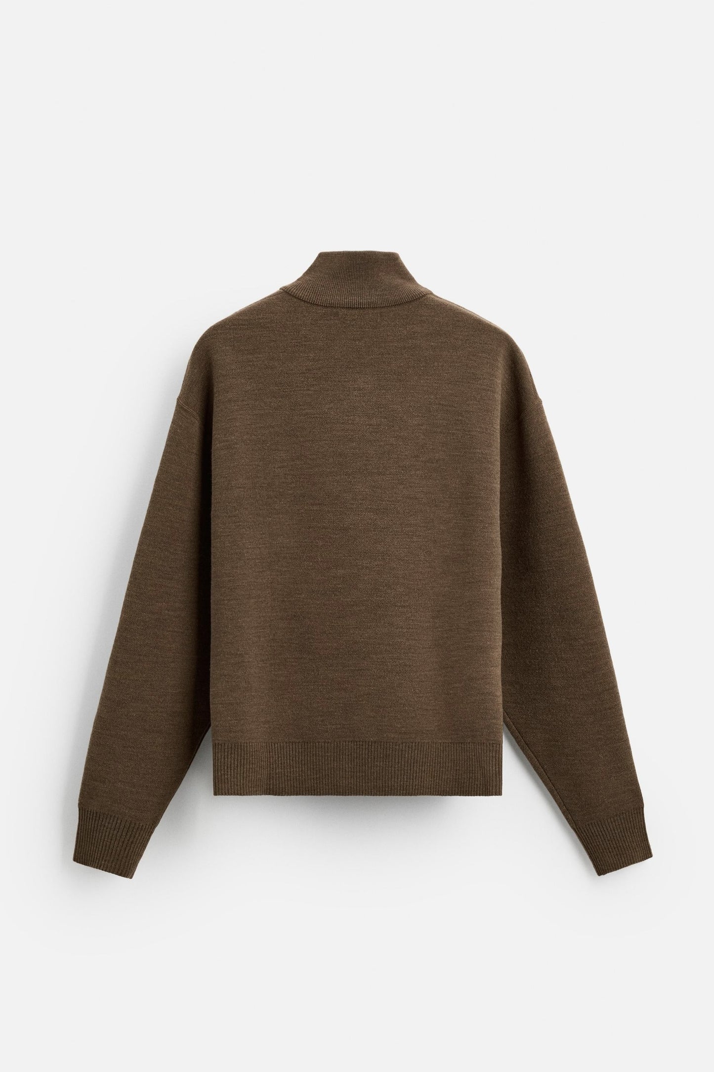 Cotton half zip sweater khaki-brown