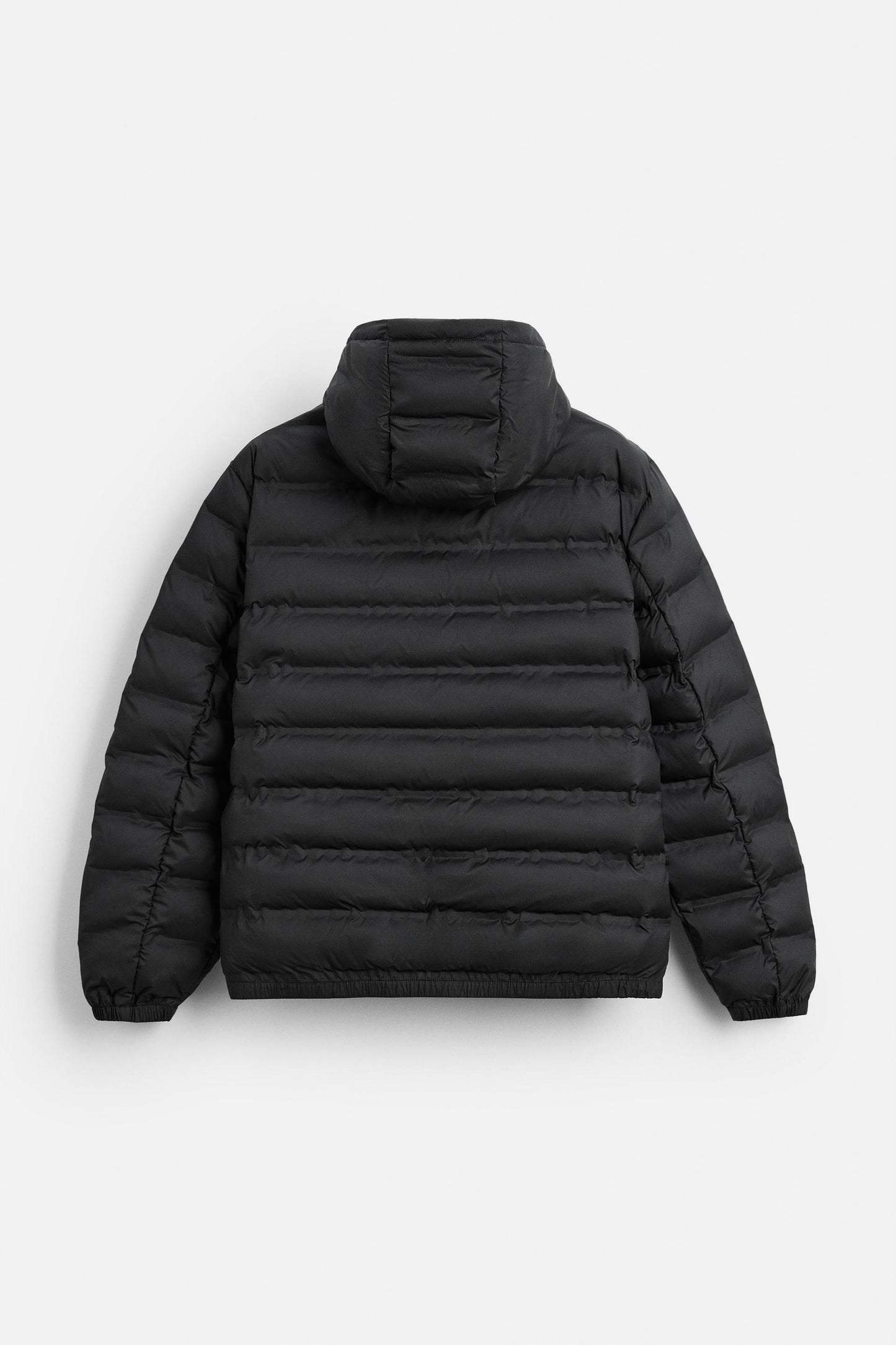 Black hooded quilted jacket
