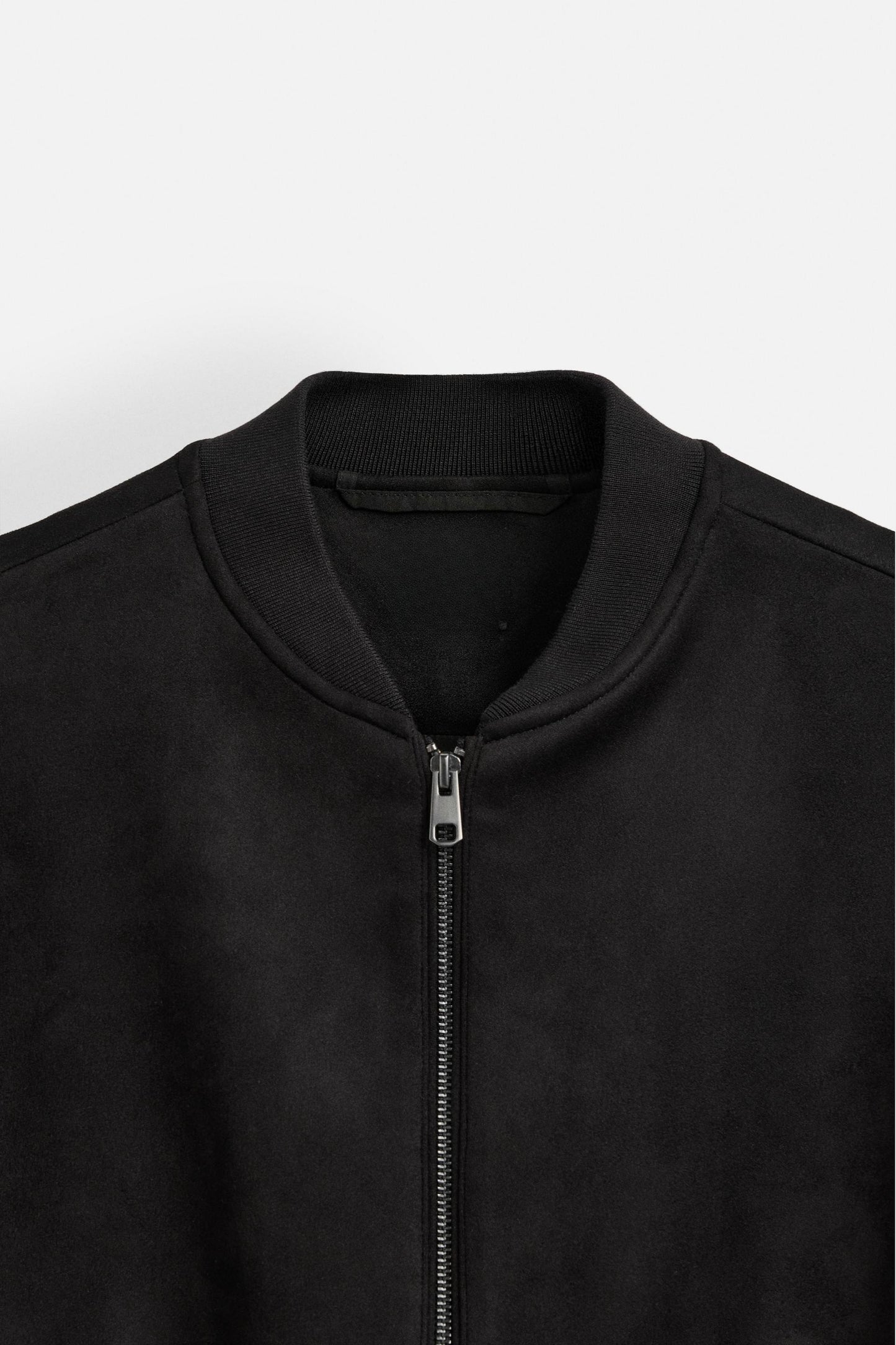 Luxurious suede bomber jacket black