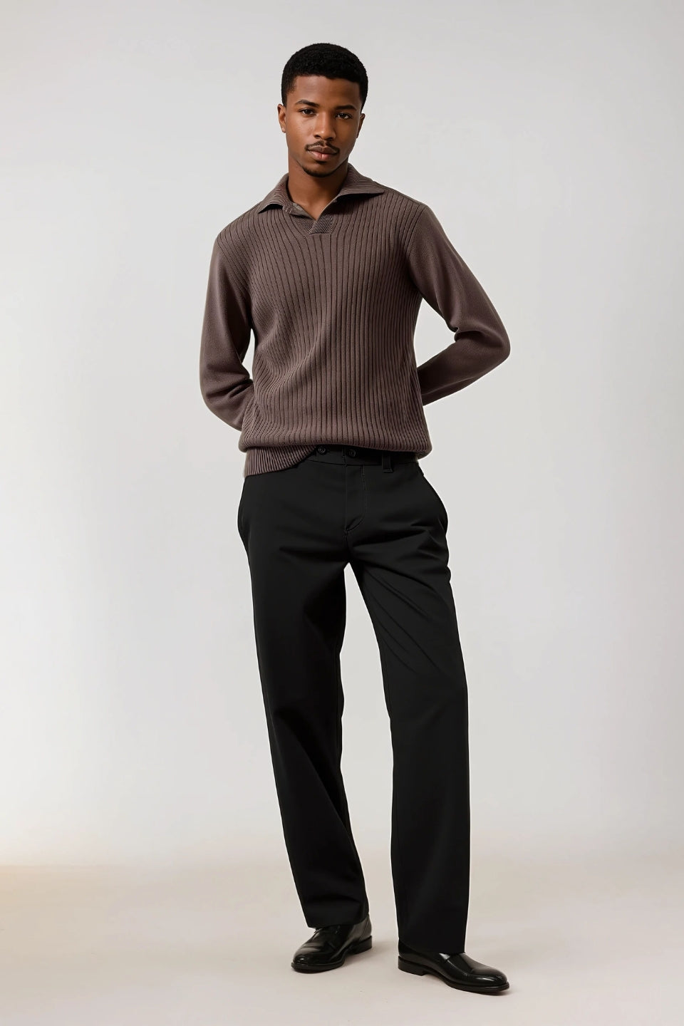 cashwool polo long brown
