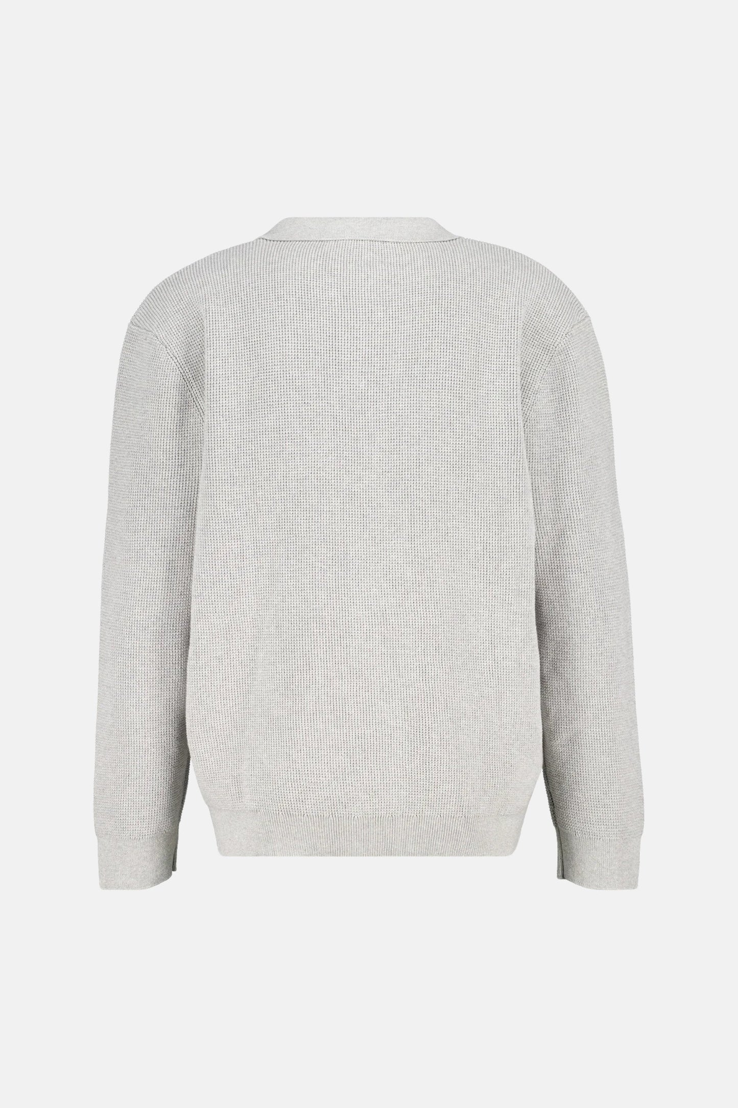 Cotton polo sweater with structure gray