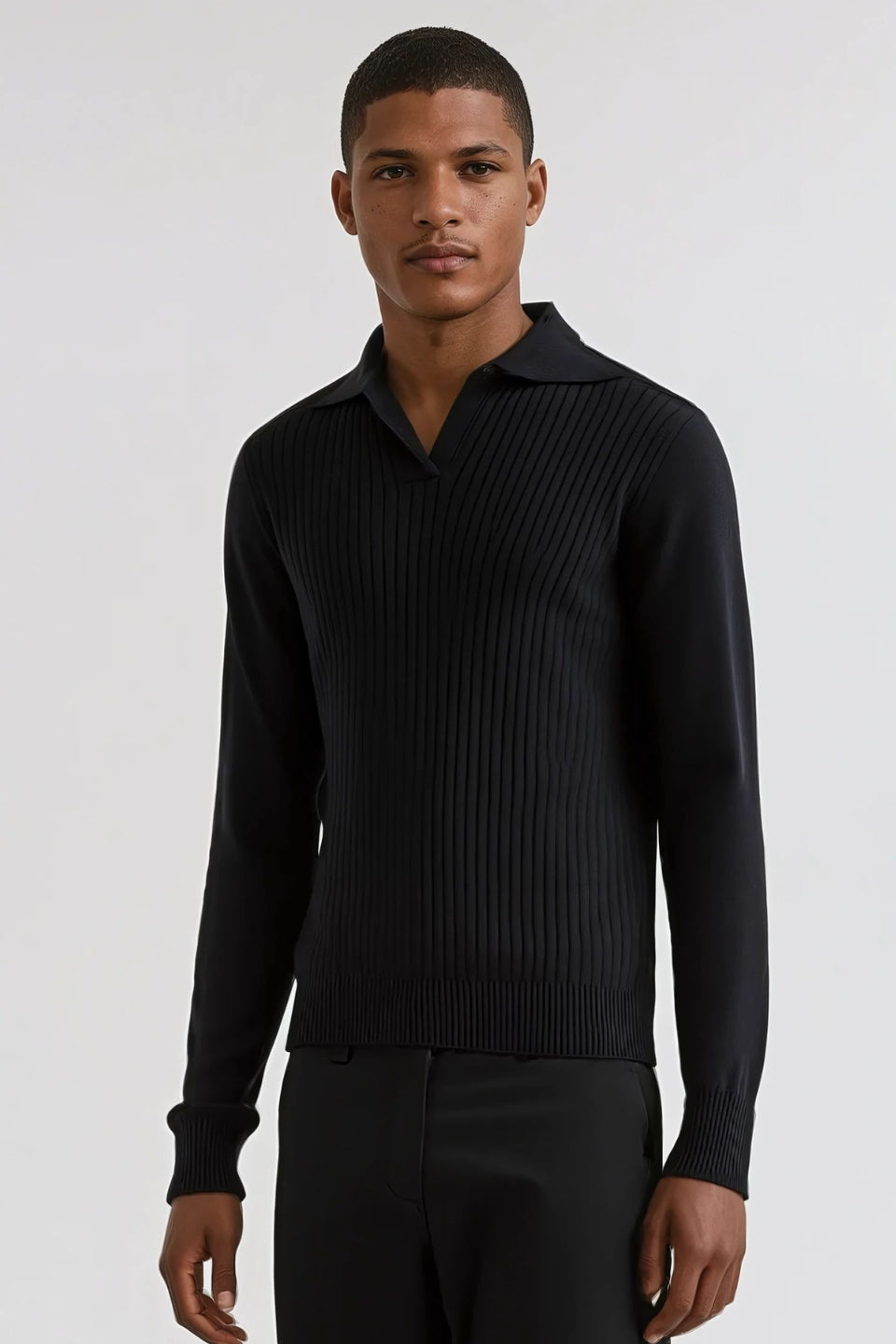 cashwool polo long black