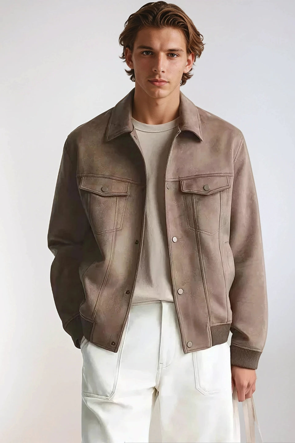 Luxury suede jacket brown