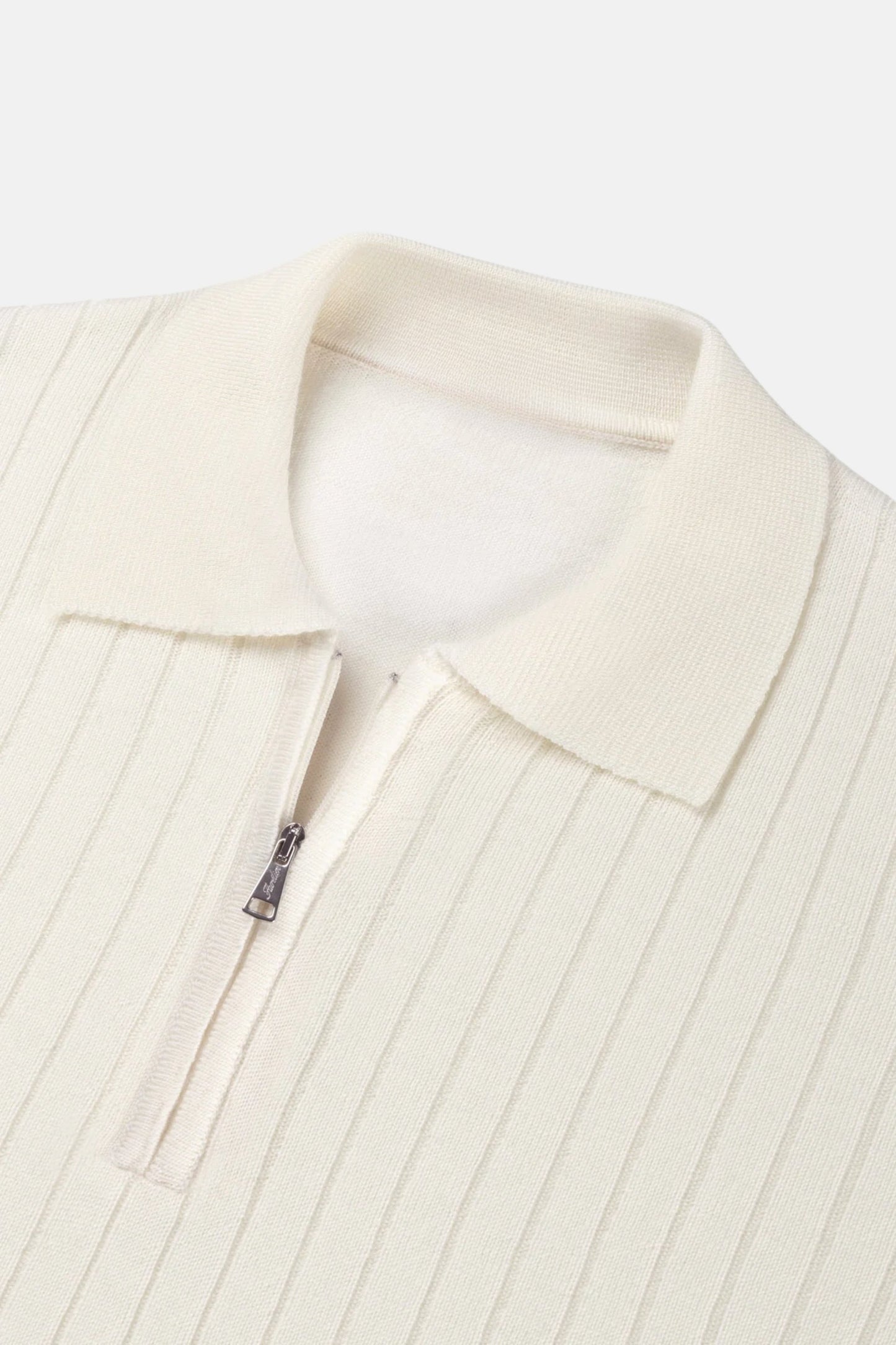 cashwool polo long half zip white