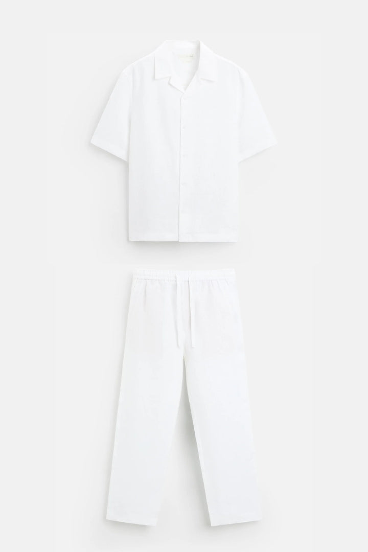 Premium linen summer set white