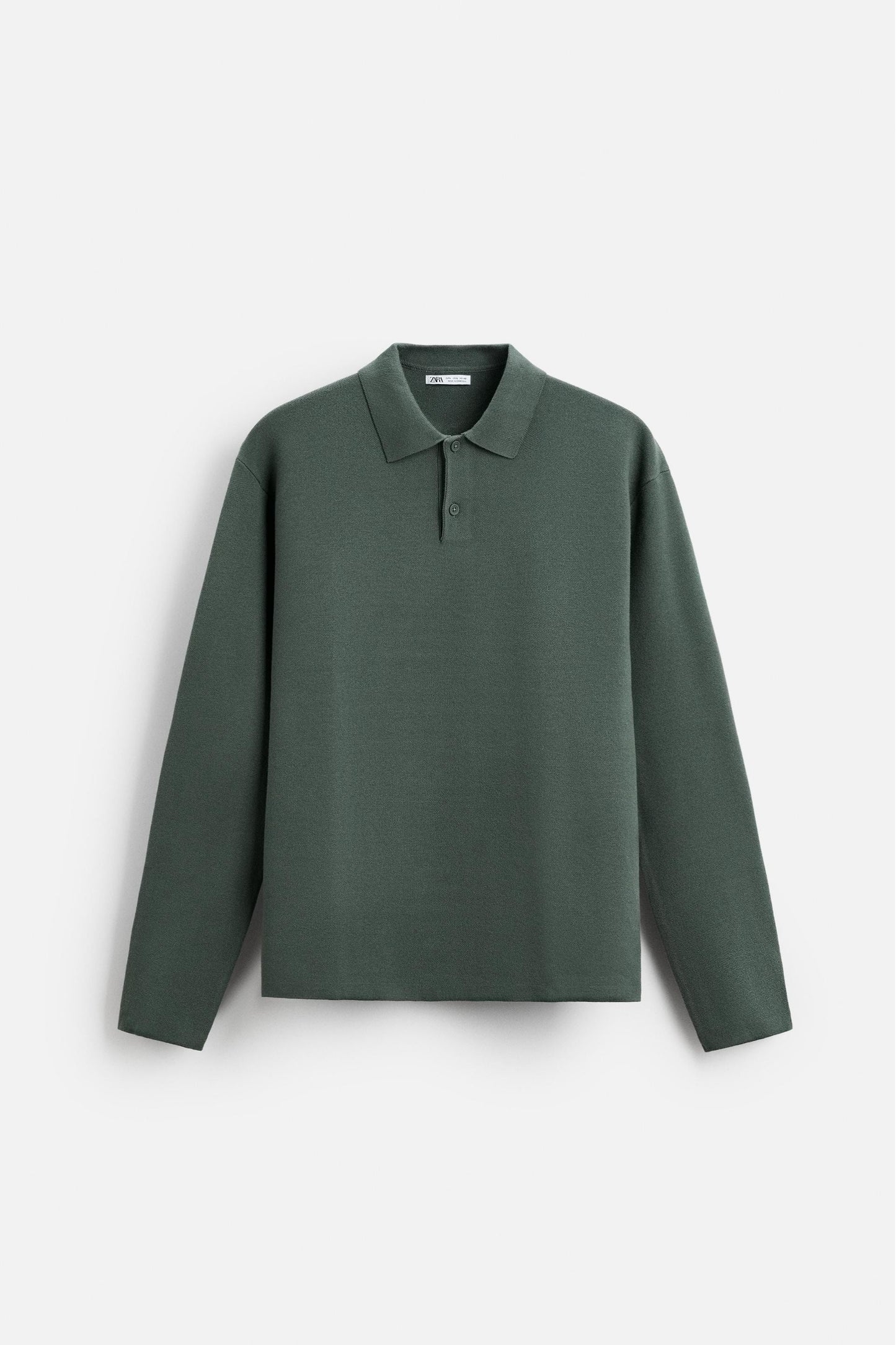 Cotton polo buttons long green