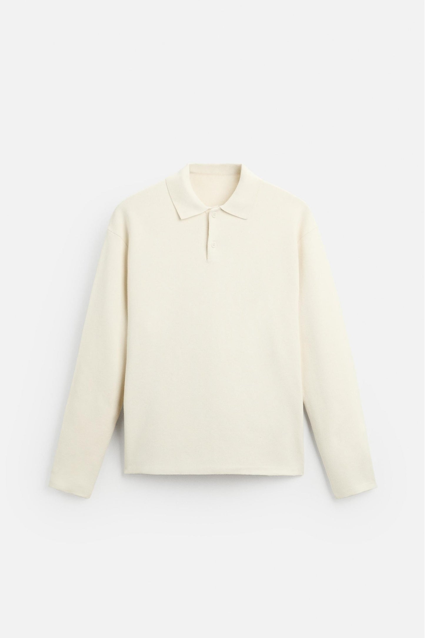 Cotton polo buttons long white