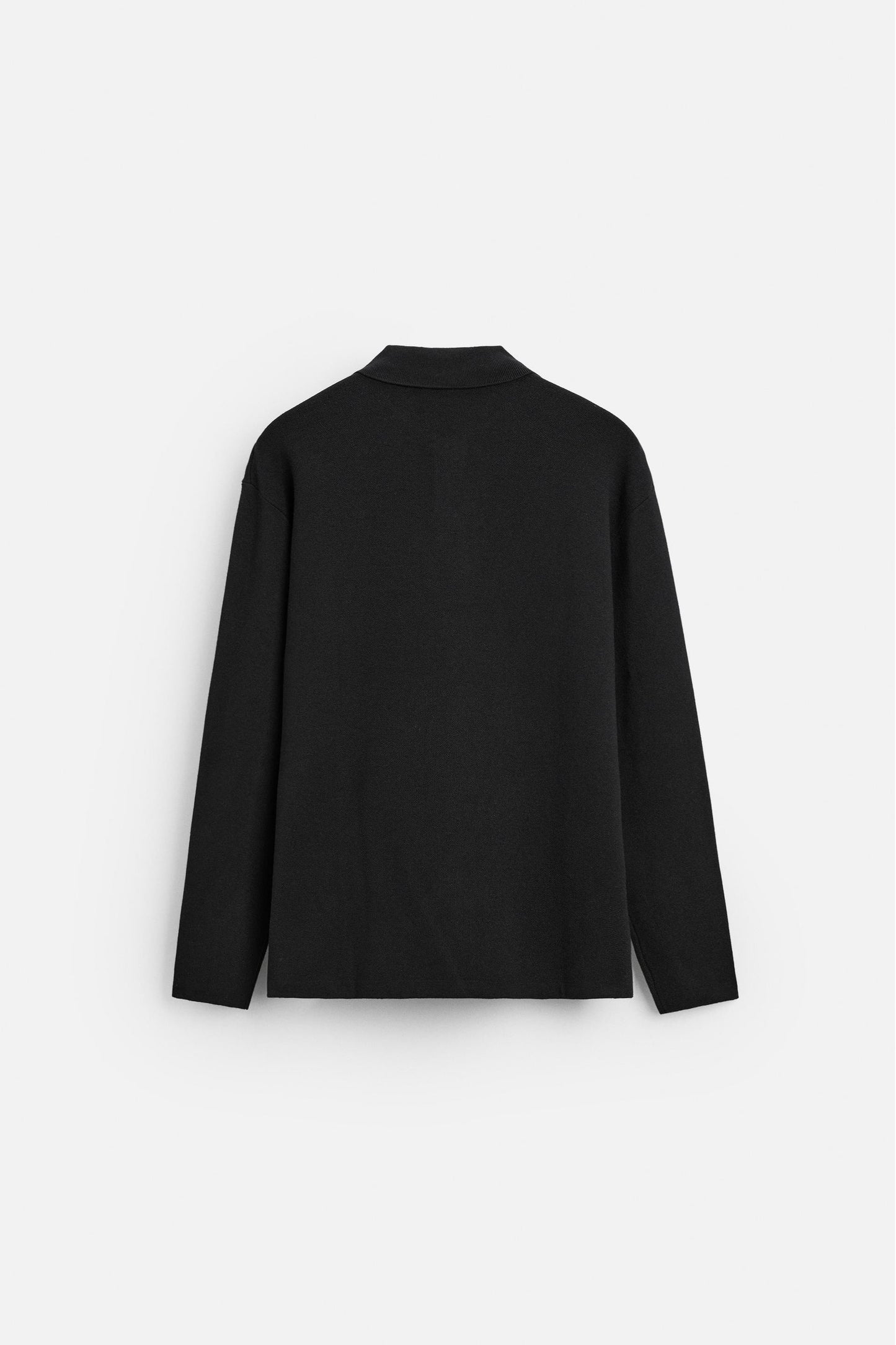 Cotton polo buttons long black