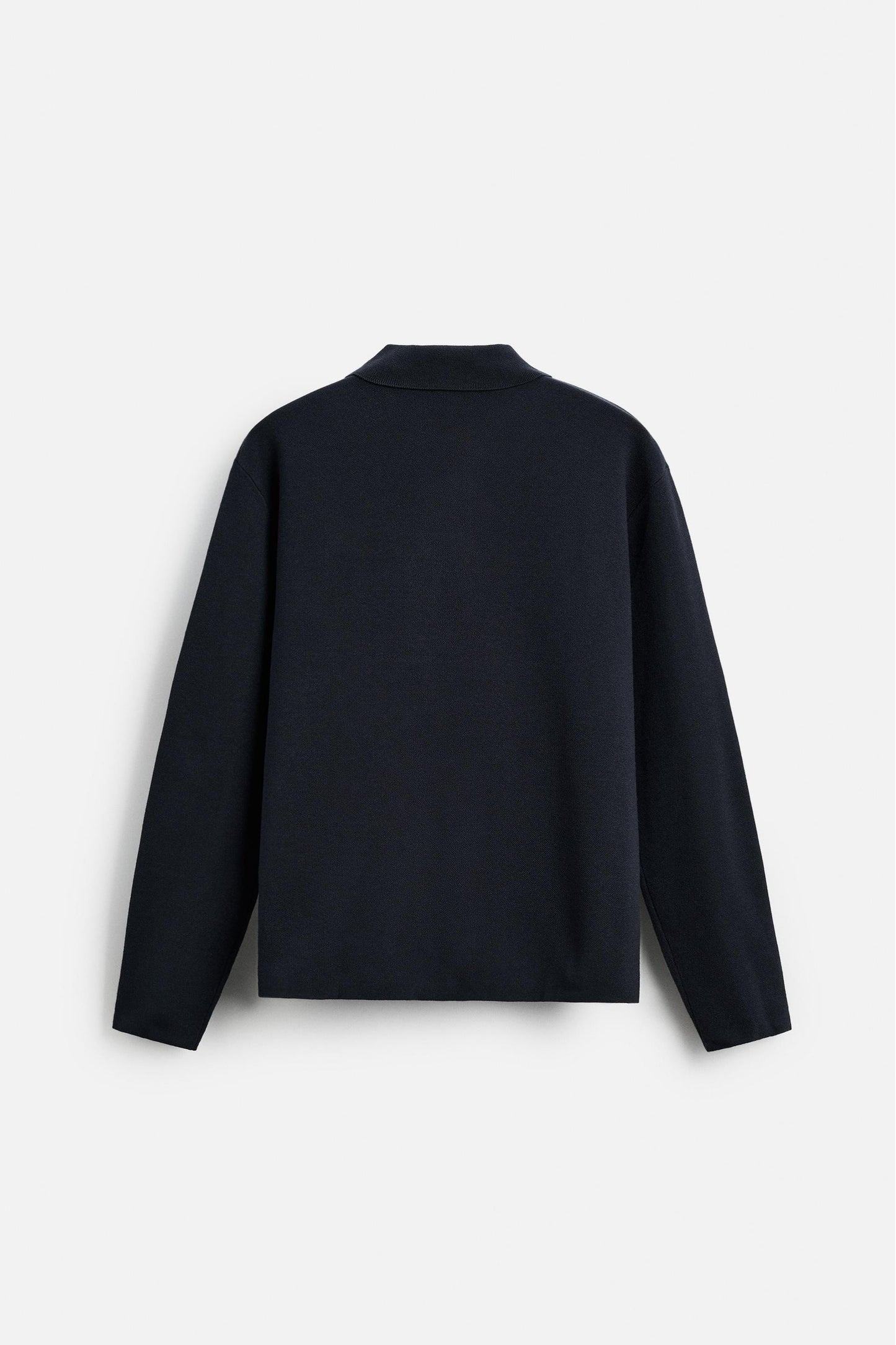 Cotton polo buttons long navy blue