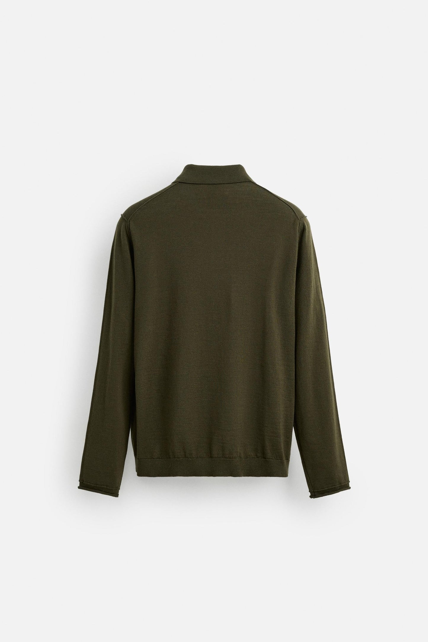 Cashmere polo buttons long khaki green