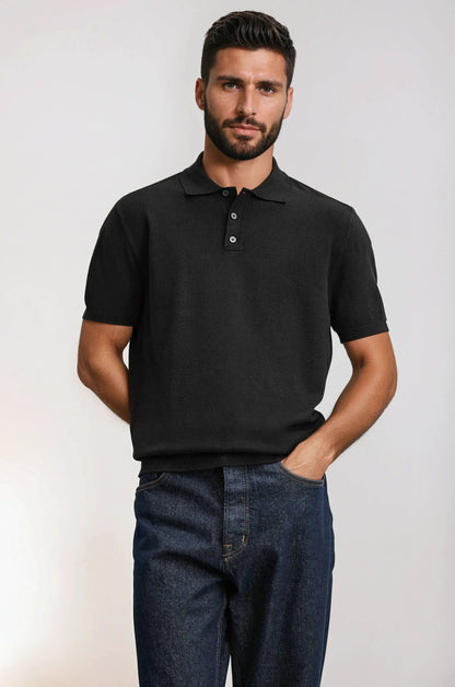 Firenze Cotton Polo - Black