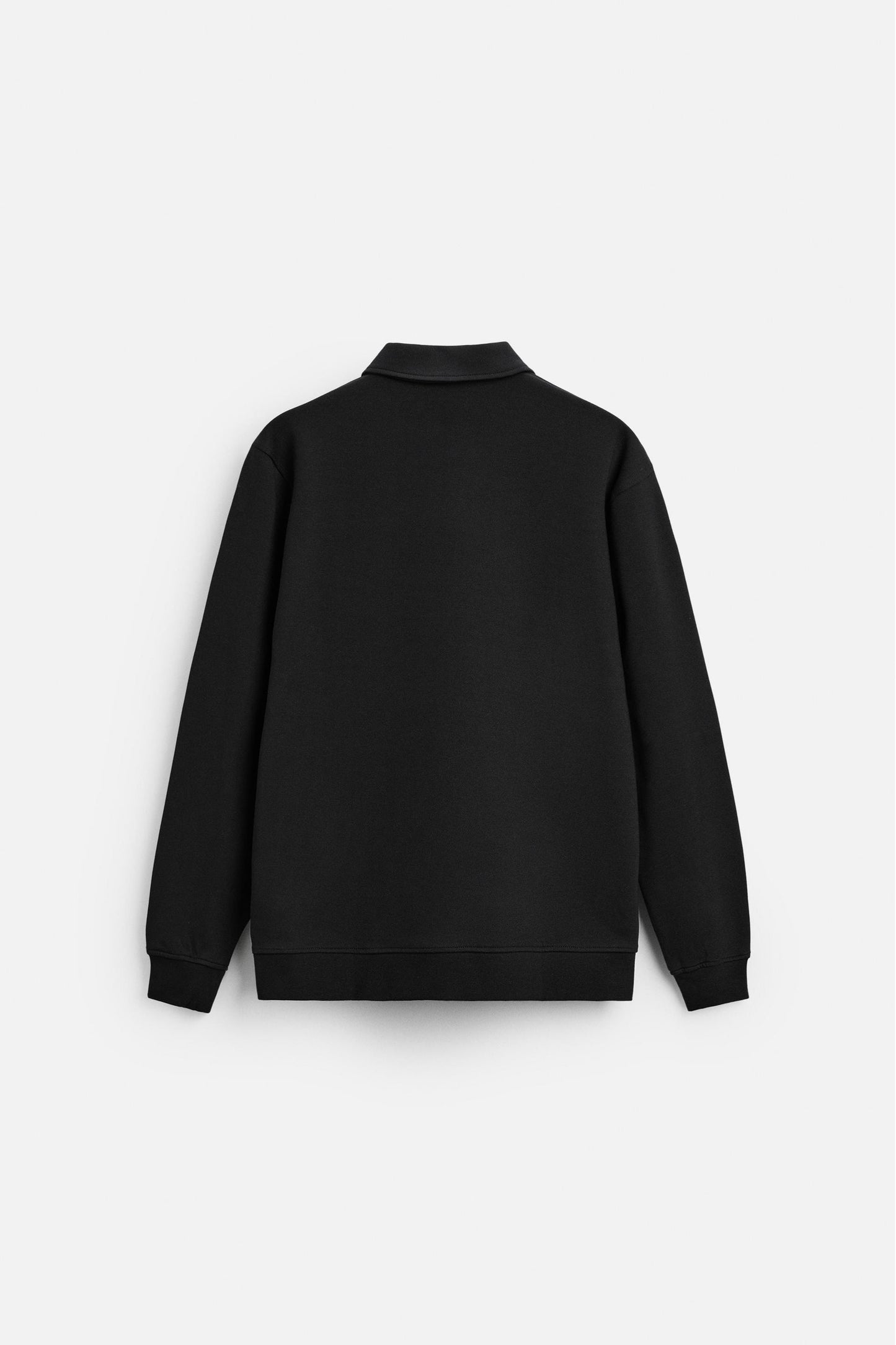 Cotton polo half zip black