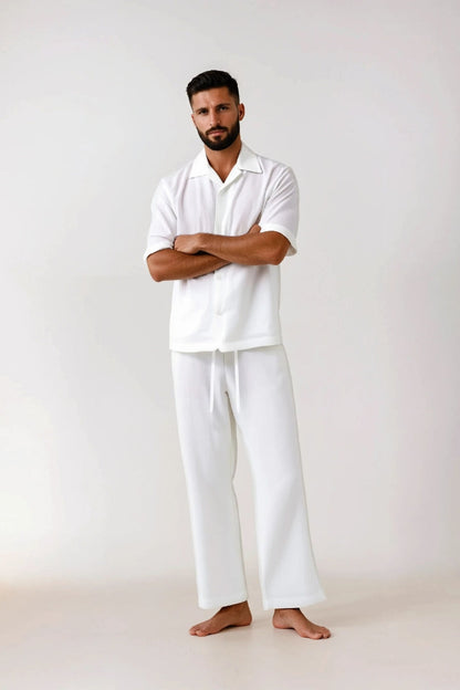 Premium linen summer set white