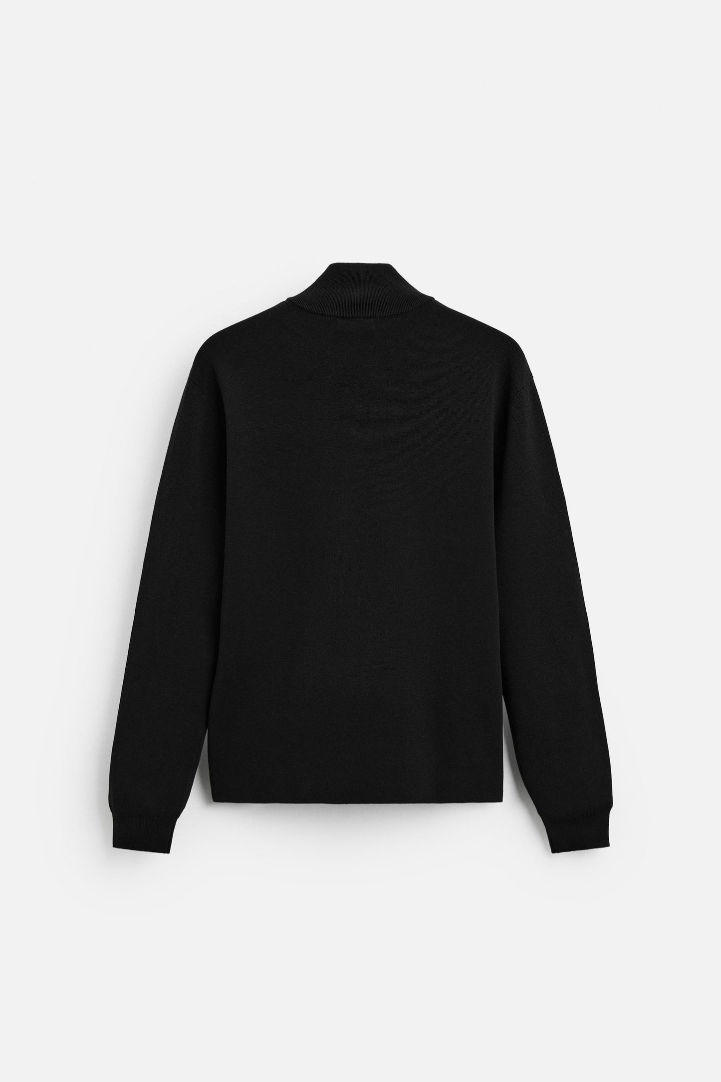 Cotton sweater with half zip black
