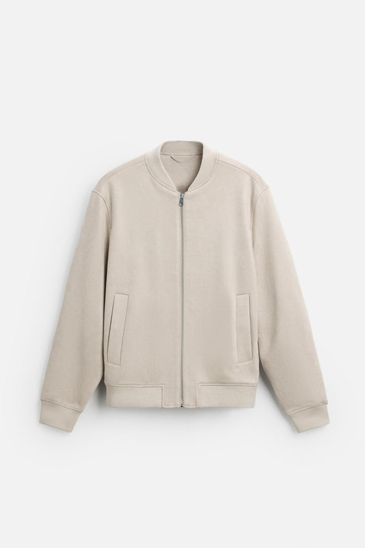 Luxurious suede bomber jacket off-white