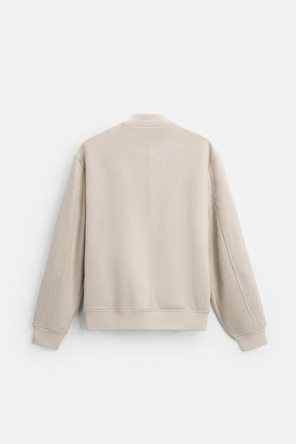 Luxurious suede bomber jacket off-white