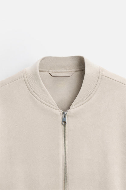 Luxurious suede bomber jacket off-white