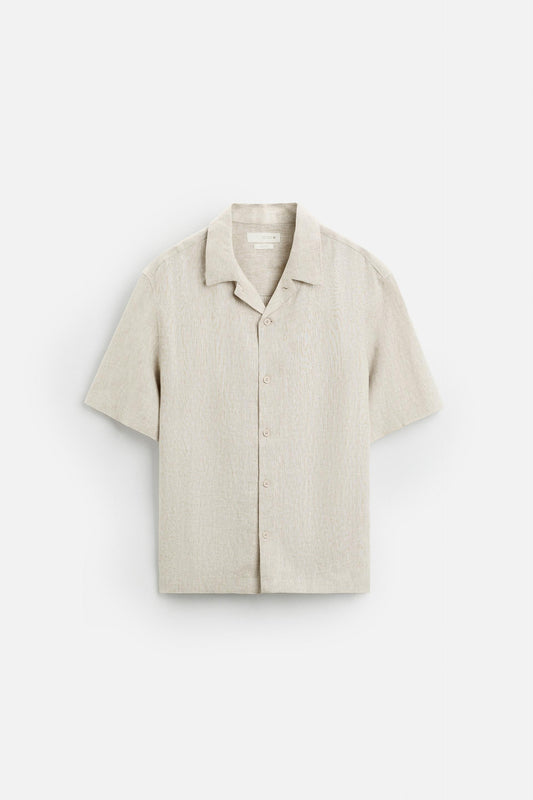Linen shirt buttons light beige