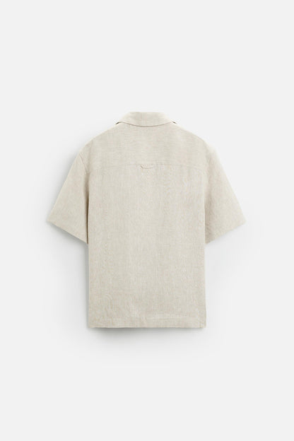 Linen shirt buttons light beige