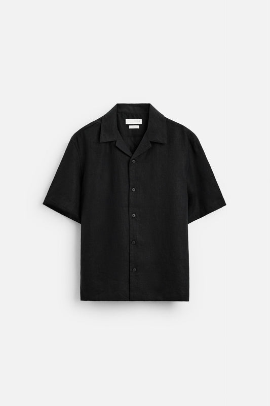 Linen shirt buttons black