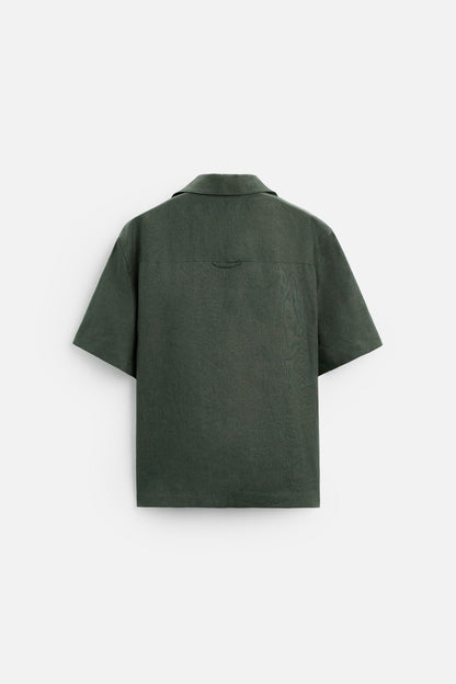 Linen shirt buttons army green