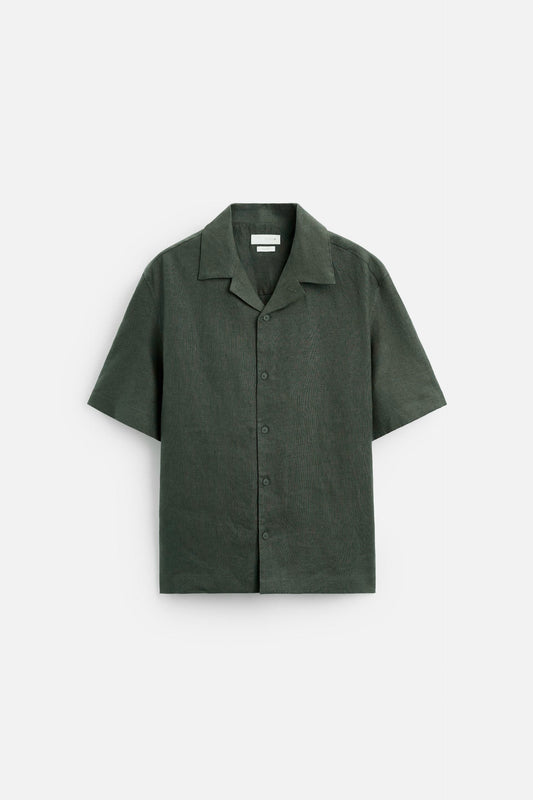 Linen shirt buttons army green