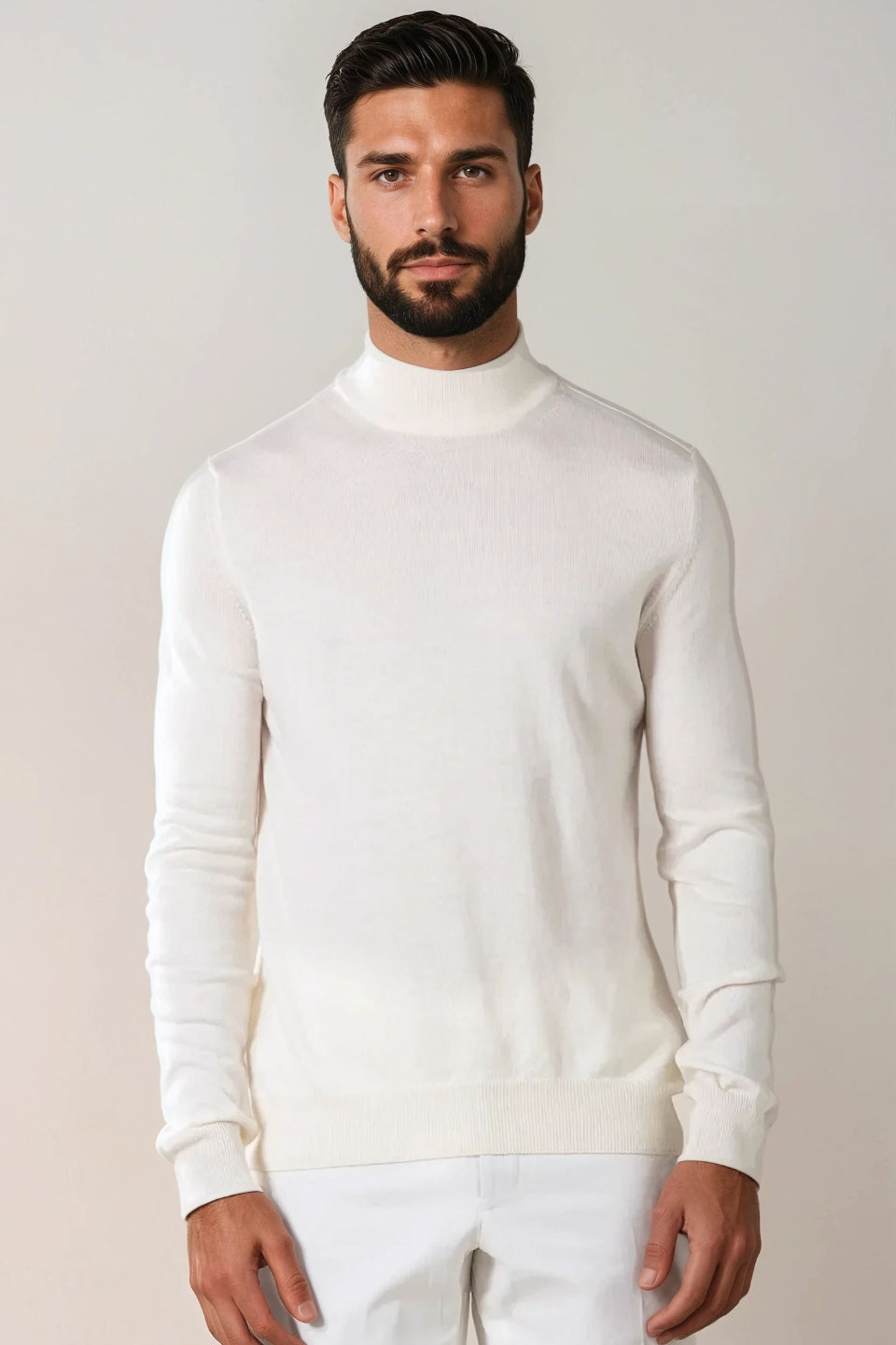 Portofino Cashmere Mockneck – Ecru