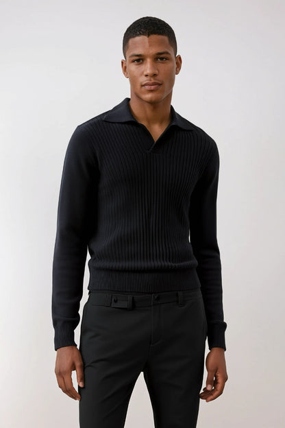 cashwool polo long black