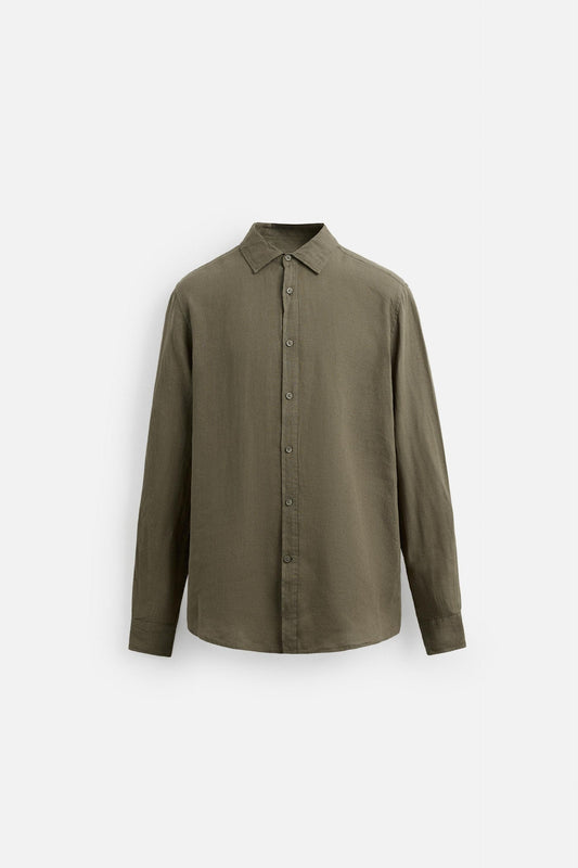 Linen shirt khaki green
