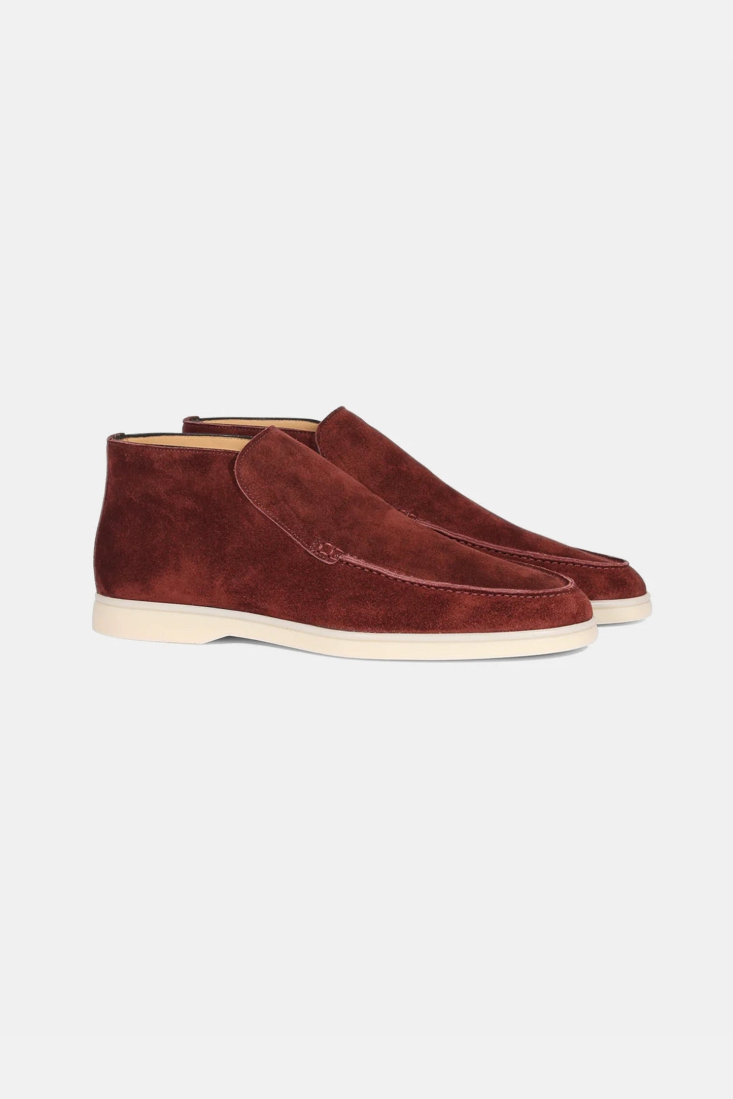High suede loafers burgundy red