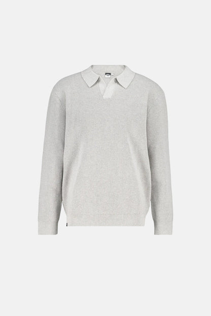 Cotton polo sweater with structure gray