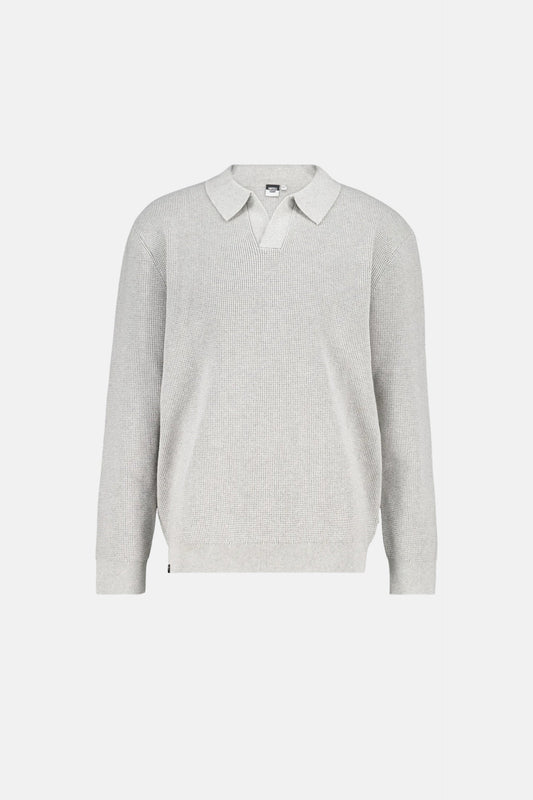 Cotton polo sweater with structure gray