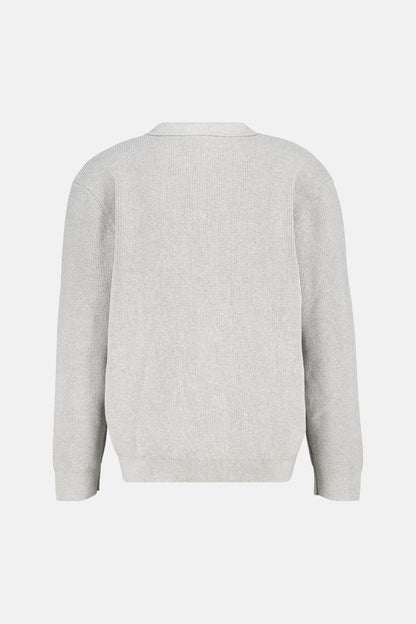Cotton polo sweater with structure gray