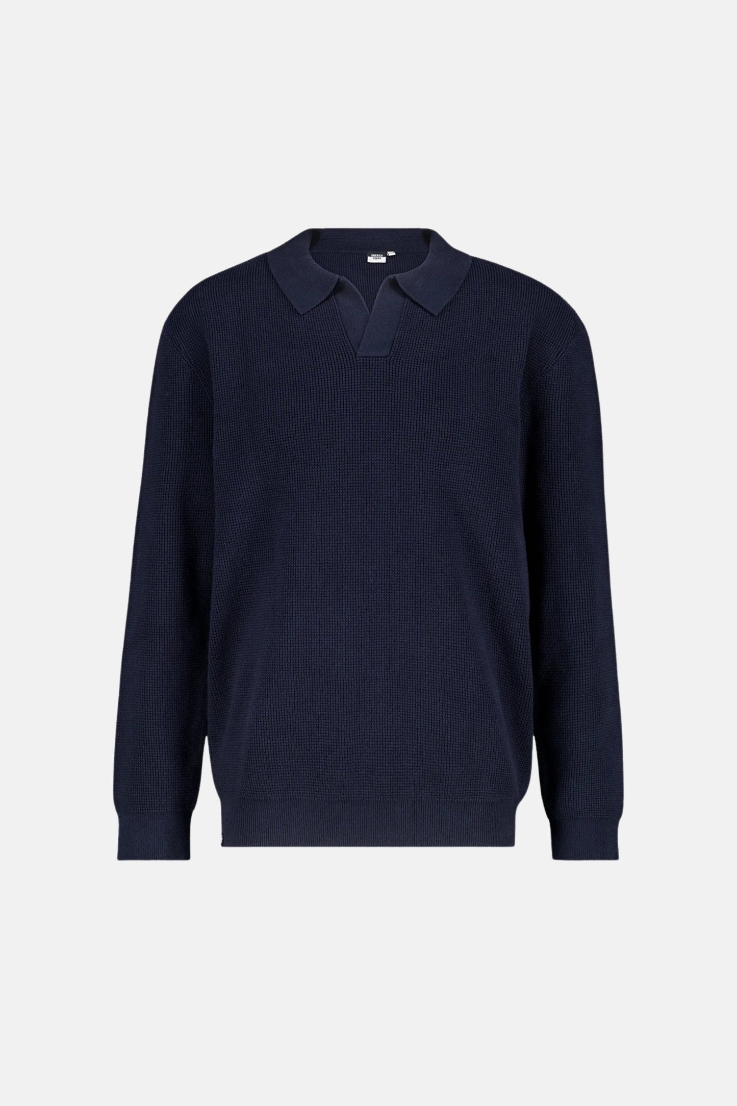 Cotton polo sweater with structure blue