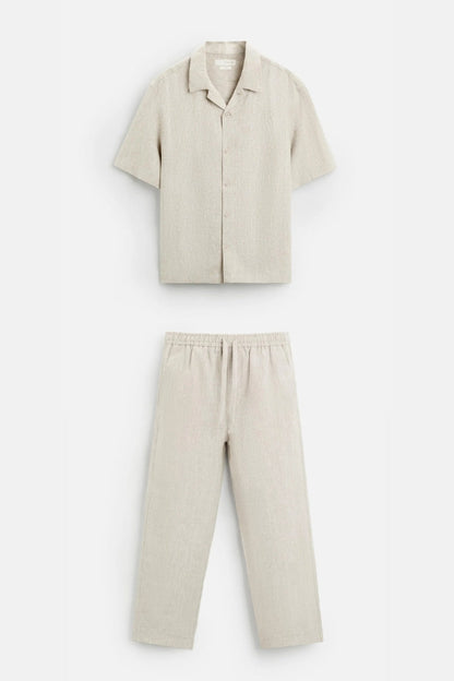 Premium linen summer set taupe