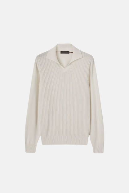 cashwool polo long white