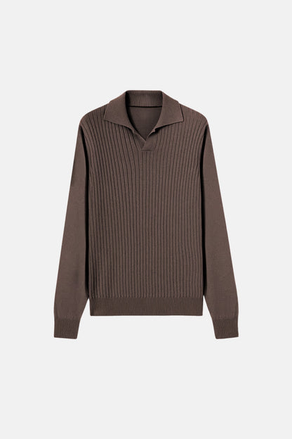 cashwool polo long brown