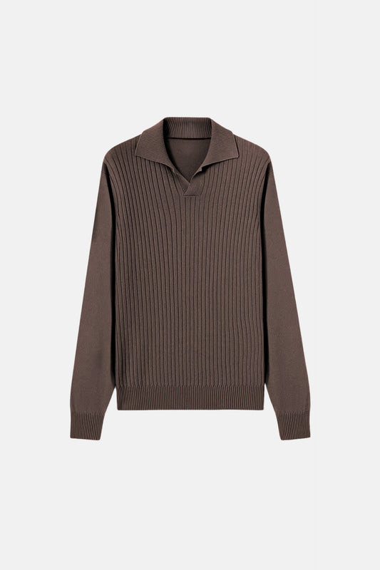 cashwool polo long brown