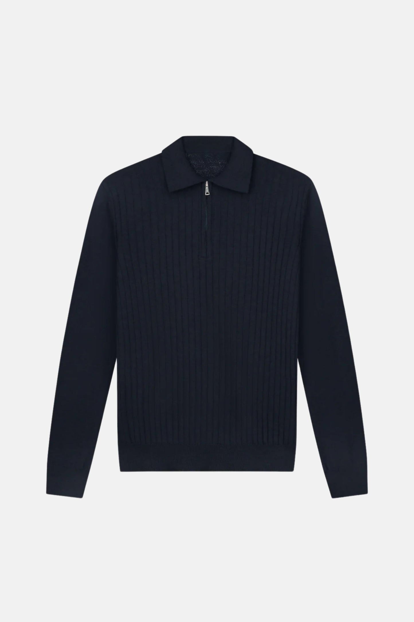cashwool polo long half zip navy blue