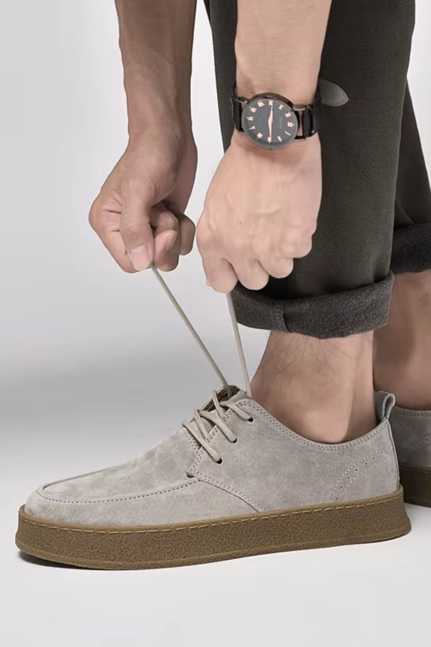 Suede flat classics light grey