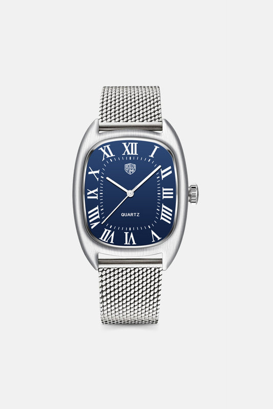 Classic watch square silver / blue