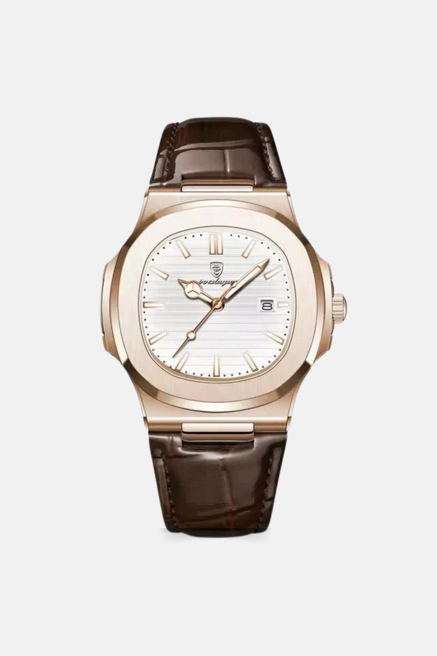 Royal leather watch gold/white