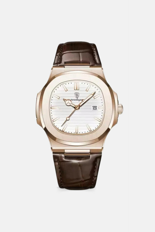 Royal leather watch gold/white
