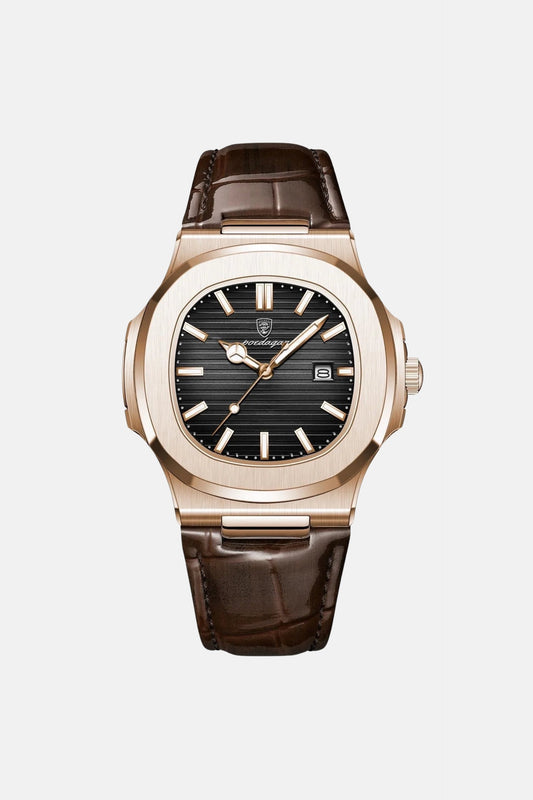 Royal leather watch gold/black